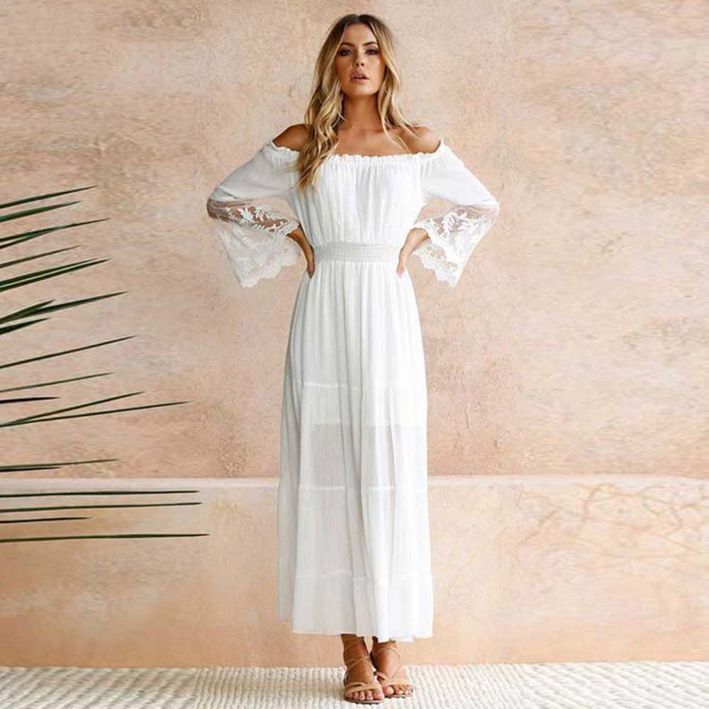 Bohemian Midi Dress in White