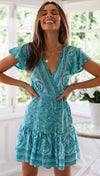 Bohemian Mini Dress in Turquoise Blue