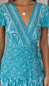 Bohemian Mini Dress in Turquoise Blue