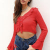 Bohemian Ruffled Red Crop Top