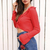 Bohemian Ruffled Red Crop Top