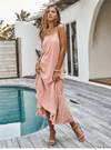 Boho Asymmetrical Midi Dress in Pink