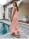 Boho Asymmetrical Midi Dress in Pink