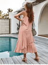 Boho Asymmetrical Midi Dress in Pink