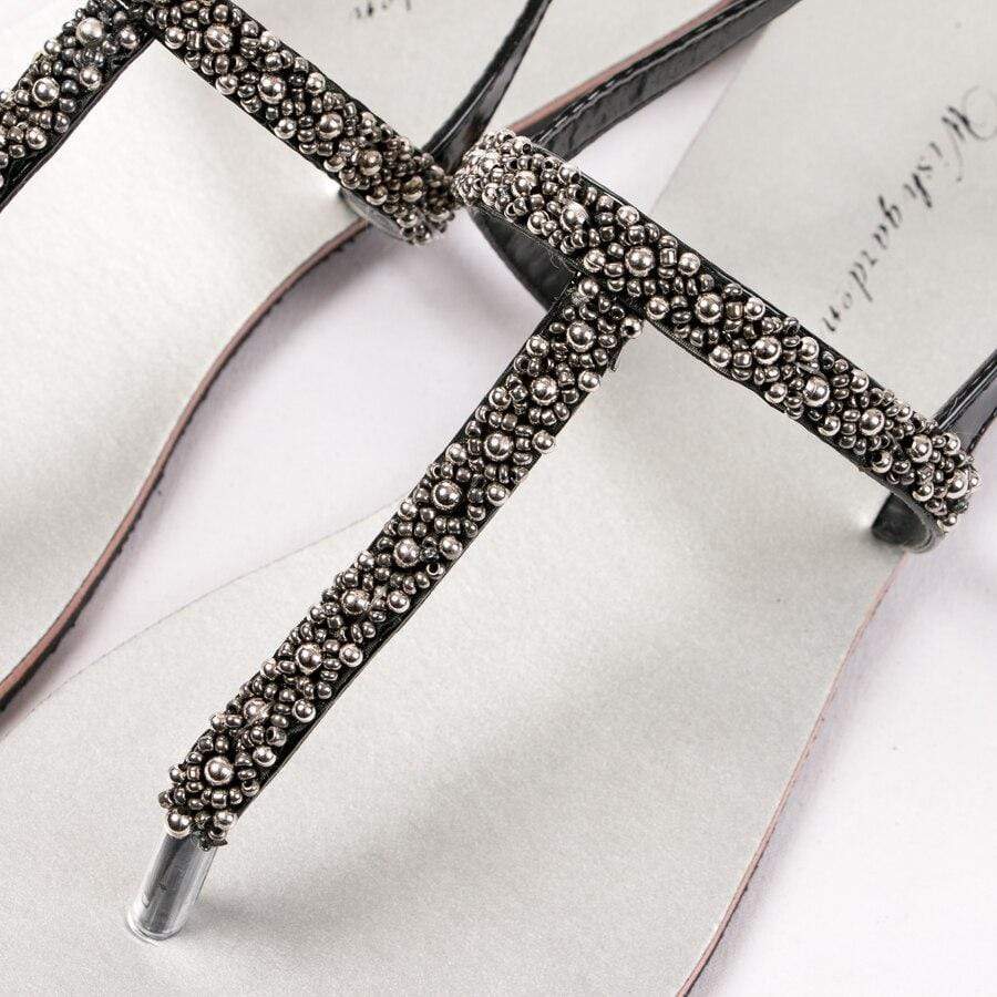 Boho Beaded Sandals Black