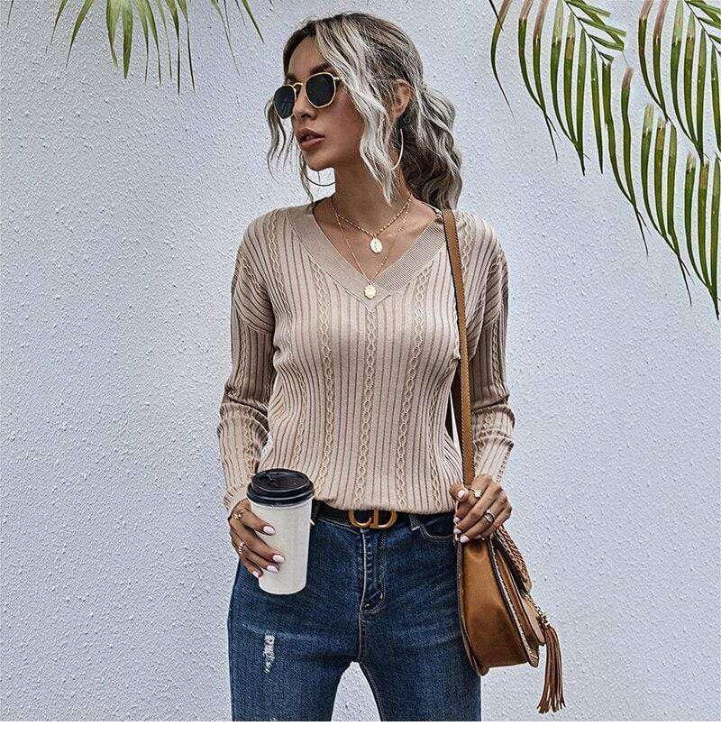 Boho Beige Knit Pullover