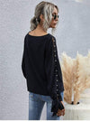 Boho Black Blouse with Split Sleeves Pearls