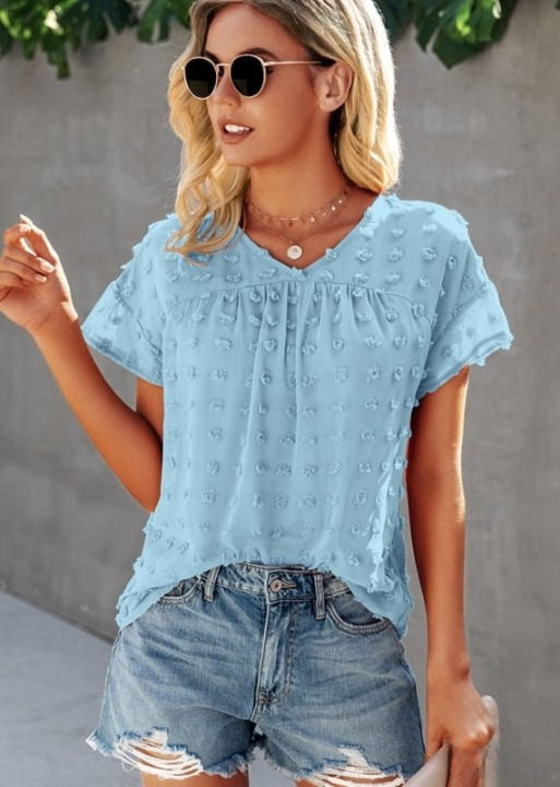 Boho Blouse Ruffle Short Sleeve