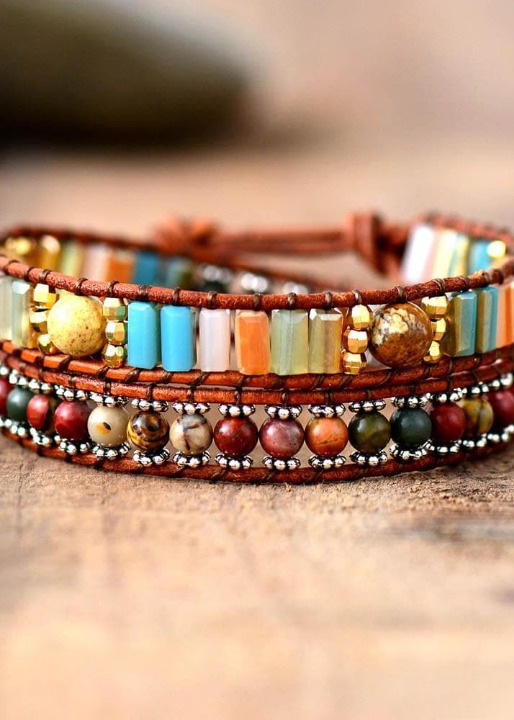 Boho Bracelet - Crystal Brown Stone
