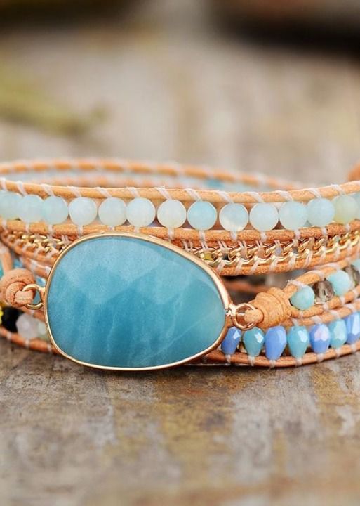 Boho Bracelet - Natural Blue Stone Crystal