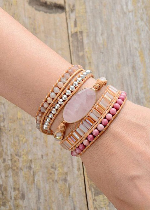 Boho Bracelet - Pink Pastel Rhodonite