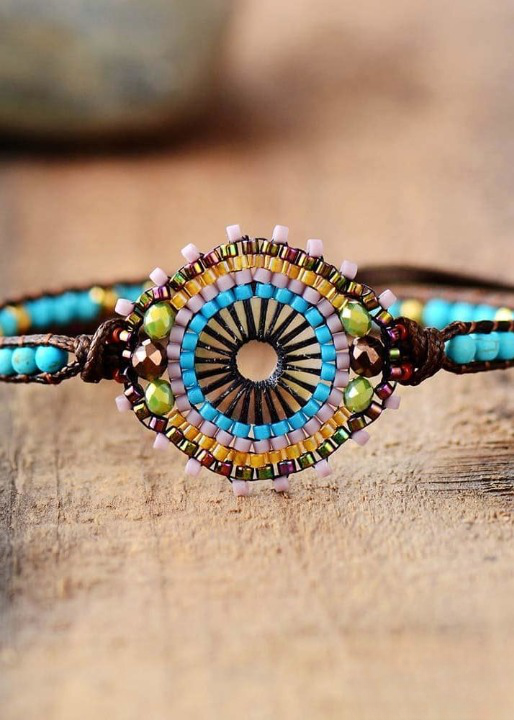 Leather Wrap Boho Bracelet for Womens