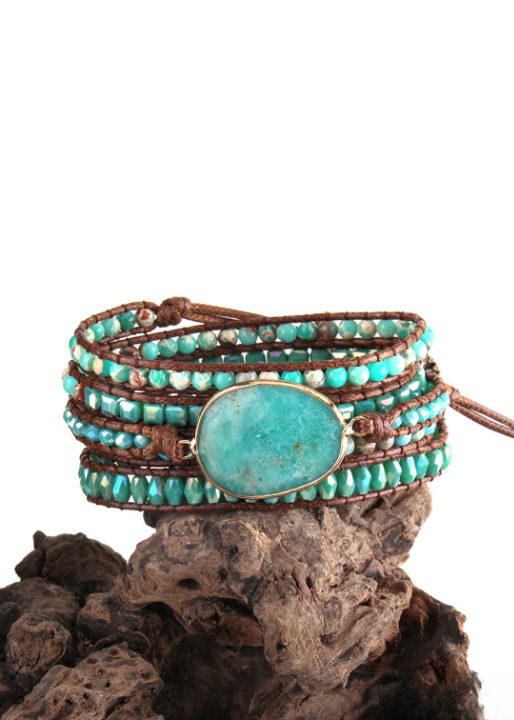 Boho Bracelet - Natural Stones Green Ocean