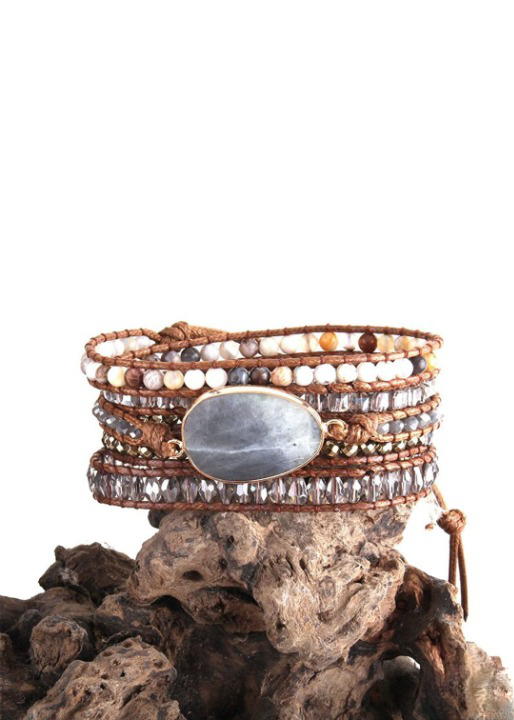 Beaded Leather Wrap Bracelet