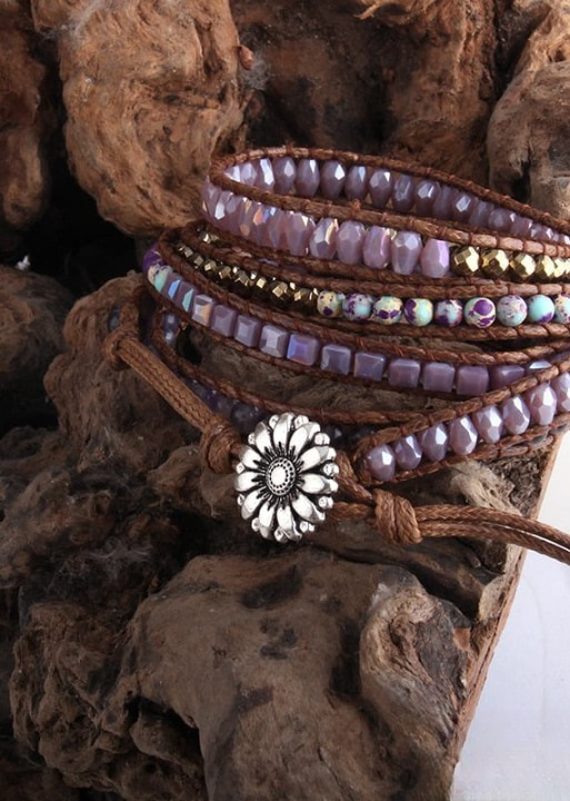 Beaded Leather Wrap Bracelet