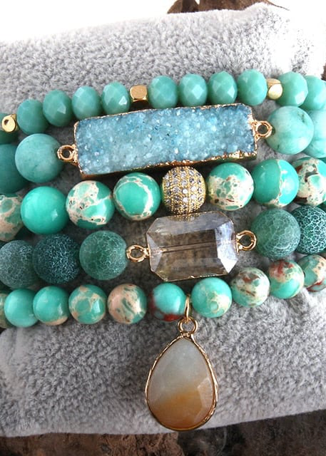 Boho Beaded Wrap Bracelet for Womens