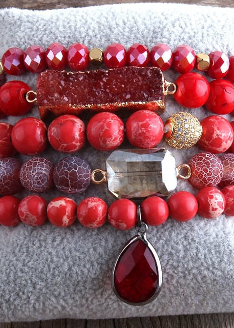 Boho Beaded Wrap Bracelet for Womens