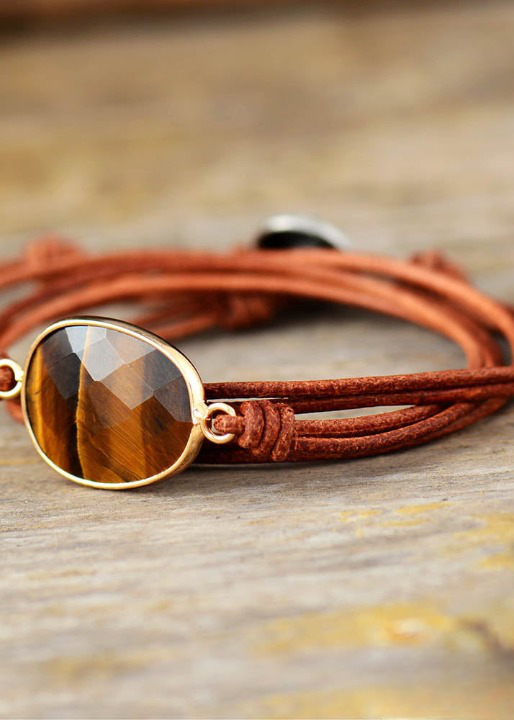 Rope Wrap Bracelet - Tiger Eye Punk