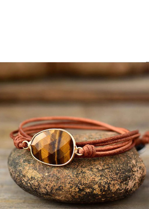 Rope Wrap Bracelet - Tiger Eye Punk