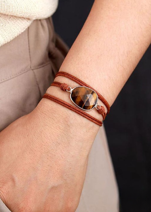 Rope Wrap Bracelet - Tiger Eye Punk