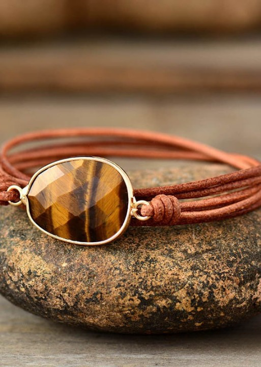 Rope Wrap Bracelet - Tiger Eye Punk