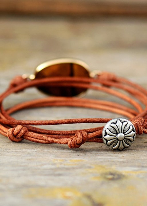 Rope Wrap Bracelet - Tiger Eye Punk