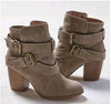 Boho Buckle Strap Heeled High Boots