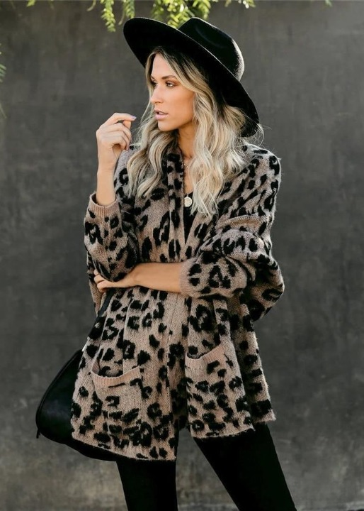 Boho cardigan leopard print vintage