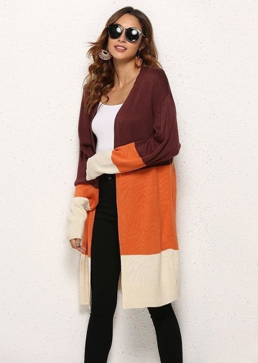 Boho Long Cardigan three tone