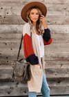 Boho Long Cardigan Puffed Sleeves 3 tones