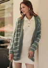 Boho Cardigan Mid-length green with relief pattern