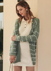 Boho Cardigan Mid-length green with relief pattern