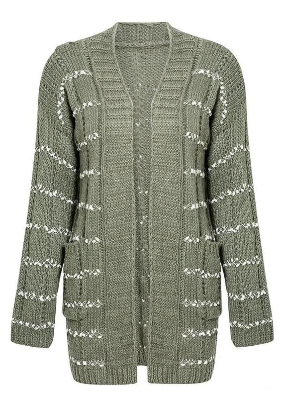 Boho Cardigan Mid-length green with relief pattern