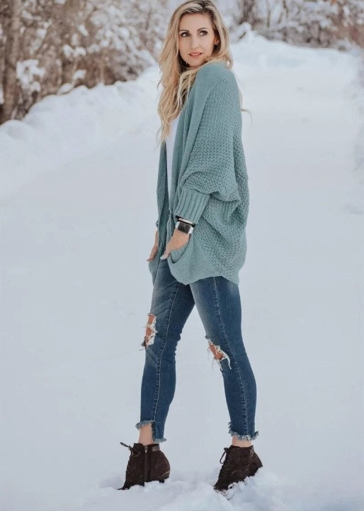 Boho Cardigan baldy closed cuff solid color