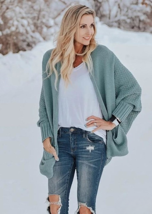 Boho Cardigan baldy closed cuff solid color