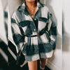 Boho Checked Shirt Jacket in White / Green