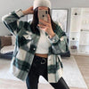 Boho Checked Shirt Jacket in White / Green