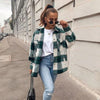 Boho Checked Shirt Jacket in White / Green