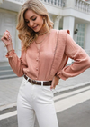 Boho Ruffled Blouse Long Sleeve Button-down