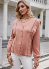 Boho Ruffled Blouse Long Sleeve Button-down