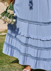 Boho Chic Blue Maxi Skirt with cord