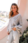 Boho Chic Grey Knit Pullover