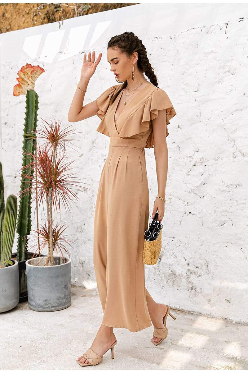 Boho Chic Jumpsuit in Beige