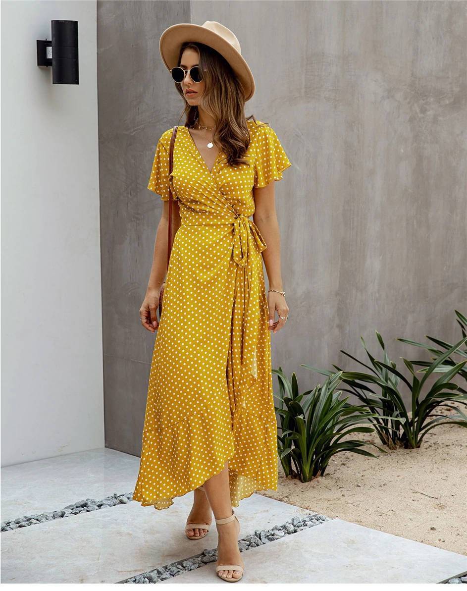 Boho Chic Long Dress in Yellow