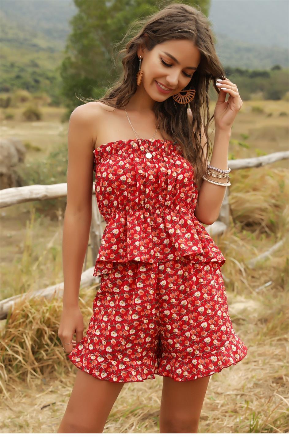 Boho Chic Summer Red Set (Bustier top + Short)