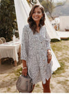 Boho Chic White Dress with black spots pattern