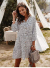 Boho Chic White Dress with black spots pattern