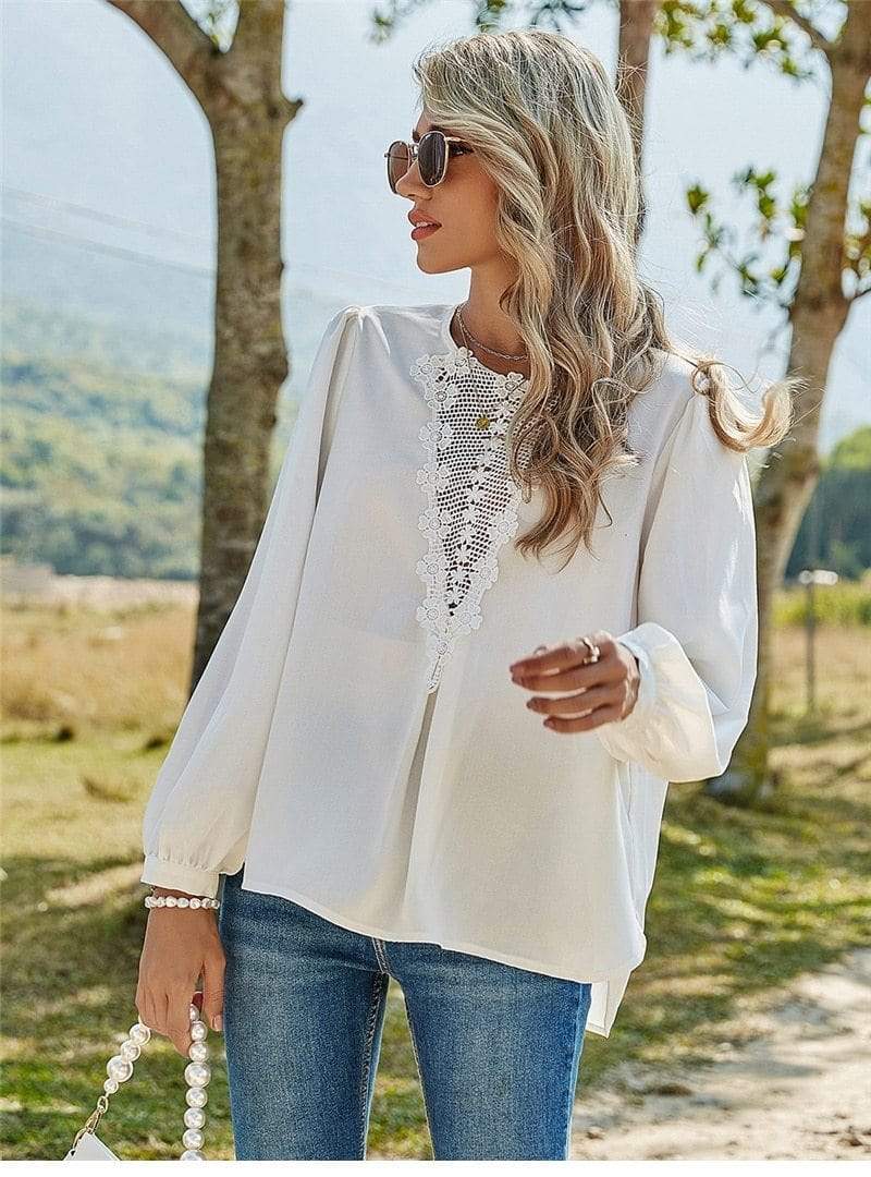 Boho Chic White Lace Blouse