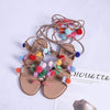 Boho Colorful Pompoms Sandals