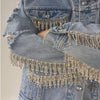 Boho Denim Torn Jacket with Rhinestones